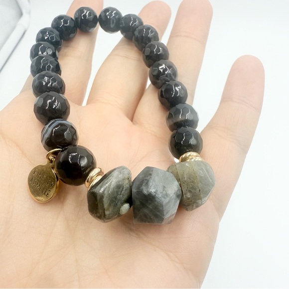 Kinsley Armelle BLACK OBSIDIAN and LABRADORITE COAL BRACELET - Picture 5 of 7